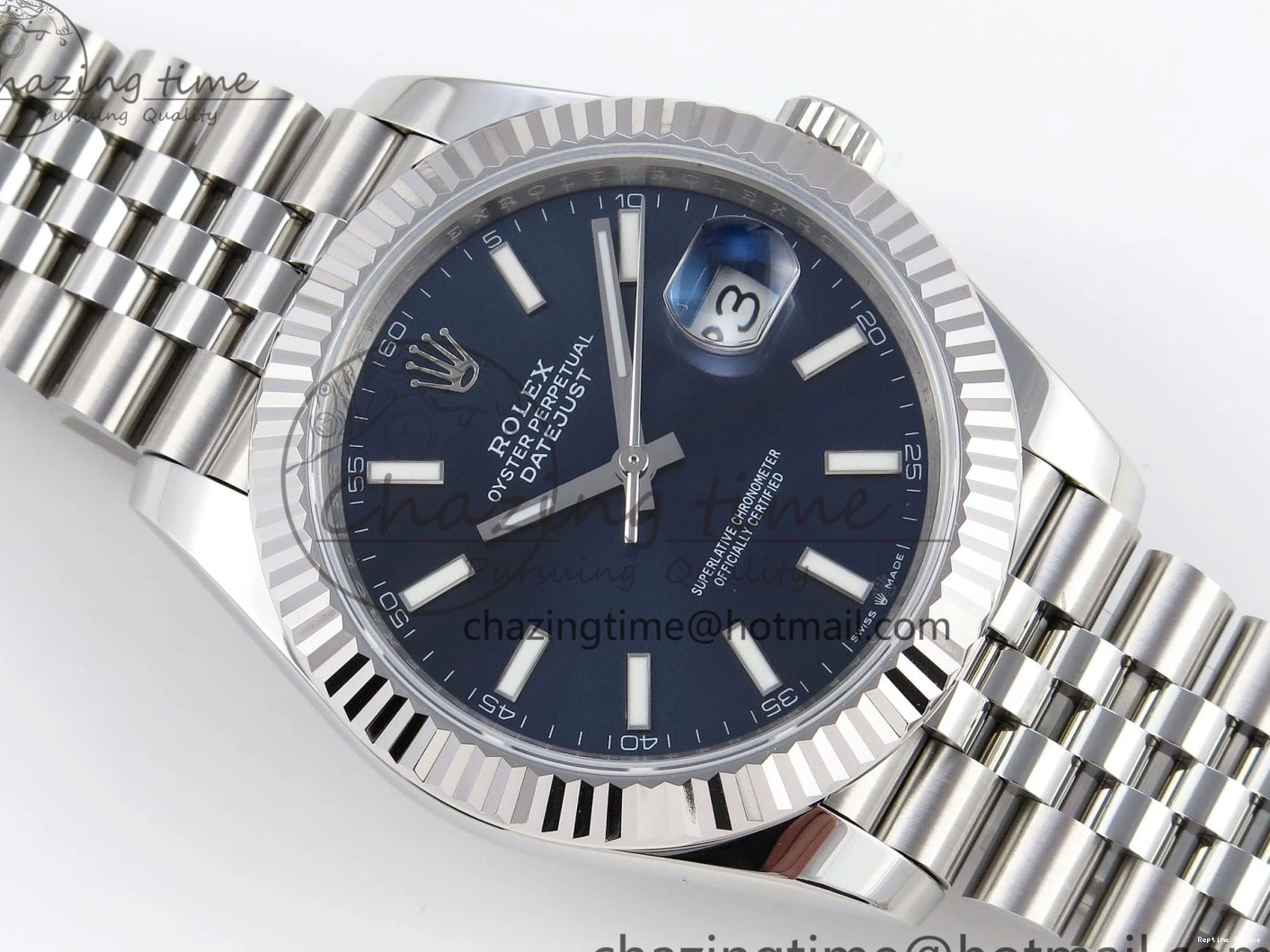 0121 DateJust 41mm 126334 904 SS ARF 1:1 Best Edition Blue Dial Sticks Markers on Jubilee Bracelet SH Unique 1864